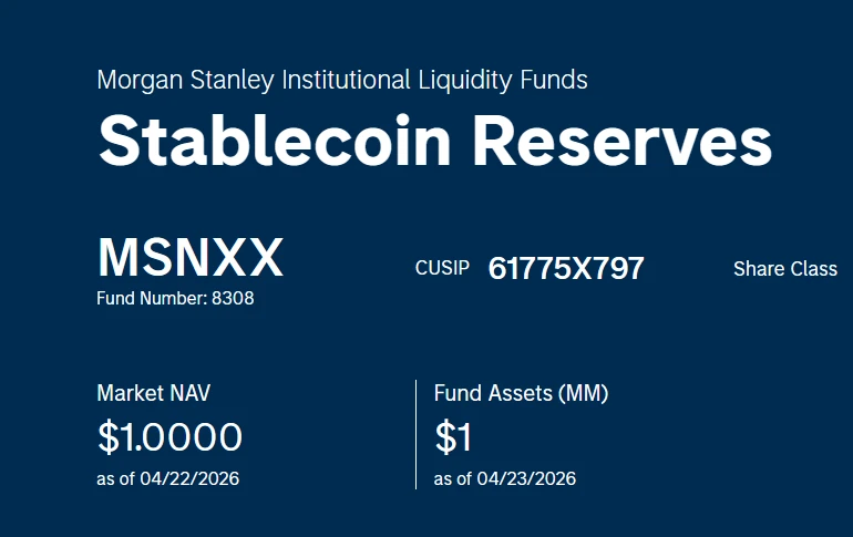 Morgan Stanley lanza fondo de reservas para stablecoins